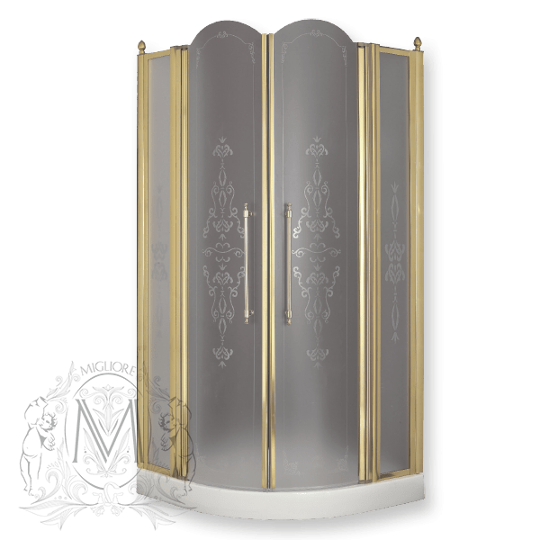 Душевой уголок стекло MIGLIORE Diadema, 90 х 90 х 185 см, стекло матовое с декором ML.DDM-22.690.ST.BR - Вид №2