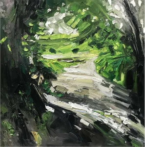 Картина на холсте 100х100 см "Лощина" EVENHOME КАРТИНЫ МАСЛОМ 130046 Зеленый;серый;черный;разноцветный