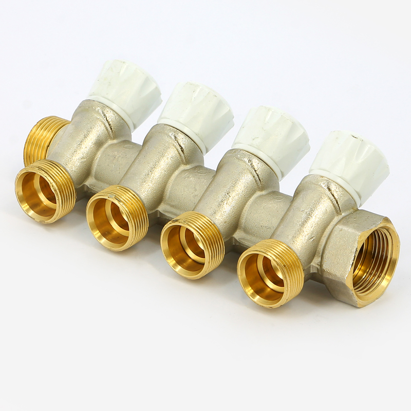 Коллектор НВ 3/4" с вентилями никелированный EMMETI 4 выходаМ24х19 36мм 01307270 - Вид №1