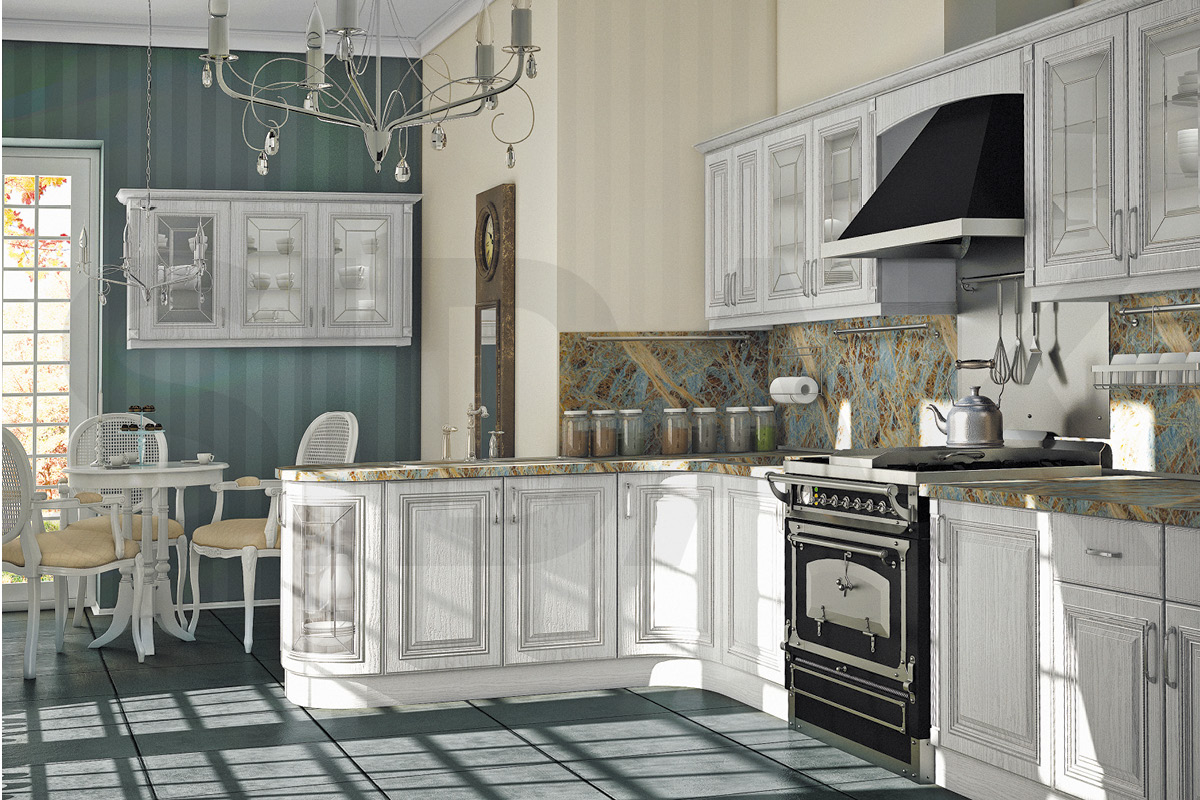 Фасады для кухни Патина Фрезеровка «Валентино+» Кремовый №226 SIST2151-38 SIDAK - Вид №1