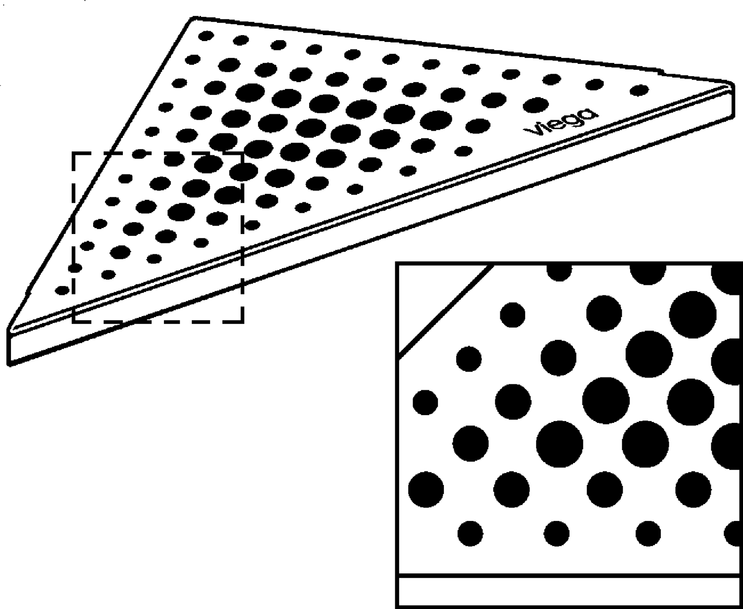 Канализационная арматура  Решетки  Треугольной формы VIEGA 592 400 Модель 4972.40 Santreyd  - Вид №1