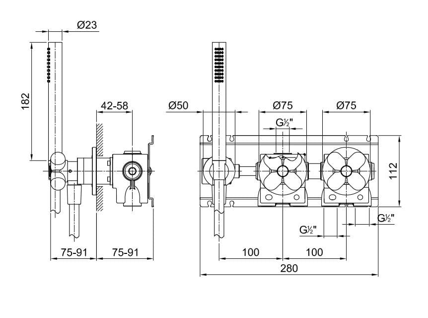 Настенный набор для ванны с 3 отверстиями Fantini Rubinetti I BALOCCHI ARCH-00067924 - Вид №2