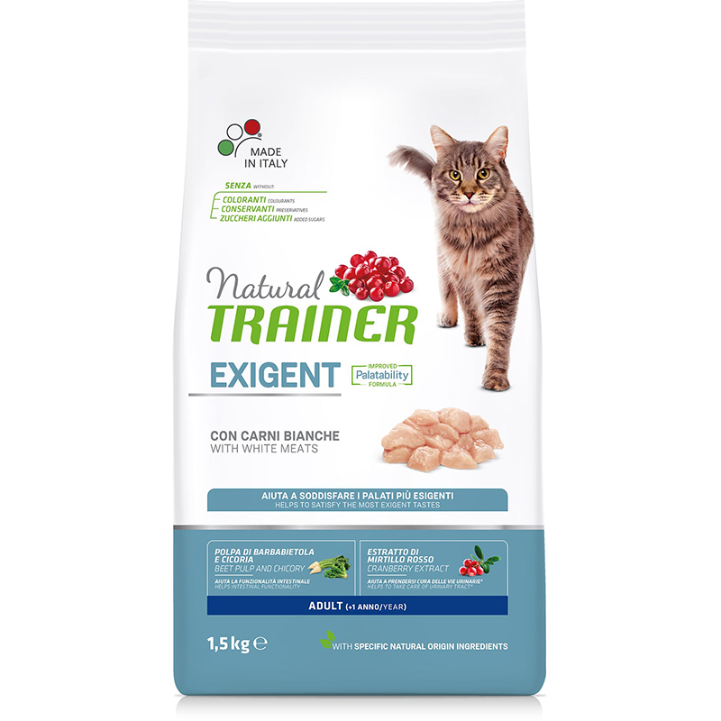 ПР0044229 Корм для кошек TRAINER Natural Exigent Cat для привередливых, свежее белое мясо сух. 1,5кг NATURAL TRAINER 