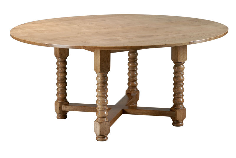 HT203A Круглый обеденный стол Bobbin Cross Stretcher ijlbrown 