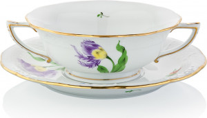 1051725 Herend Чашка суповая с блюдцем 360мл "Китти" (фиолетовая) Фарфор