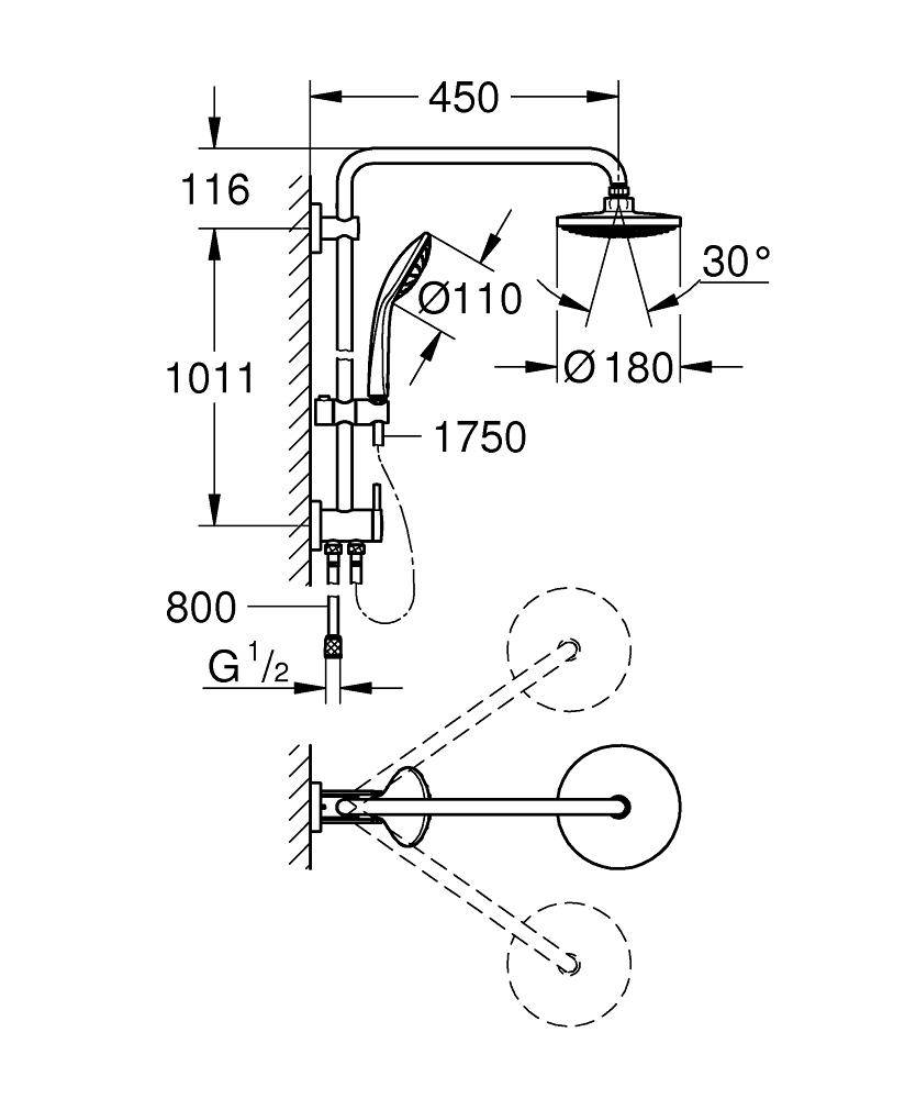 27421001 Душевая система Grohe Euphoria хром - Вид №1