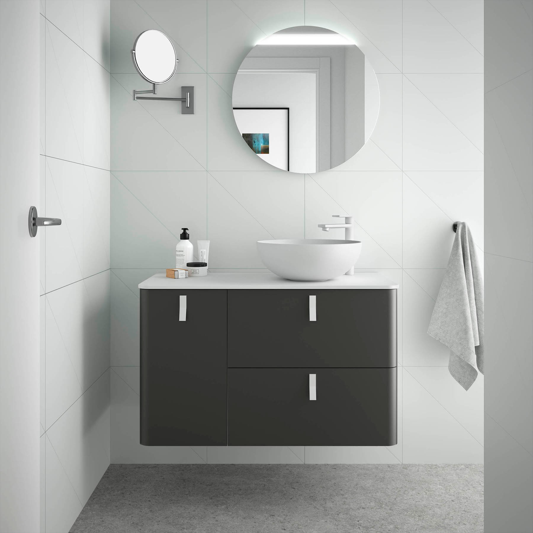 24669 SALGAR Мебель для умывальника UNIIQ 1200 левая MATT ANTHRACITE 1194 x 540 x 450 мм Матовый антрацит 