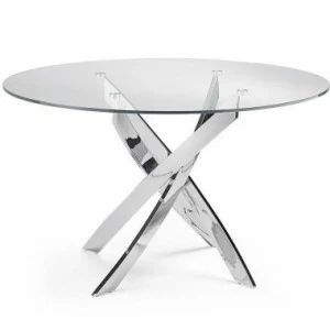 Обеденный стол круглый стеклянный с ножками хром 140 см F2133 от Angel Cerda ANGEL CERDA  149971 Прозрачный;хром