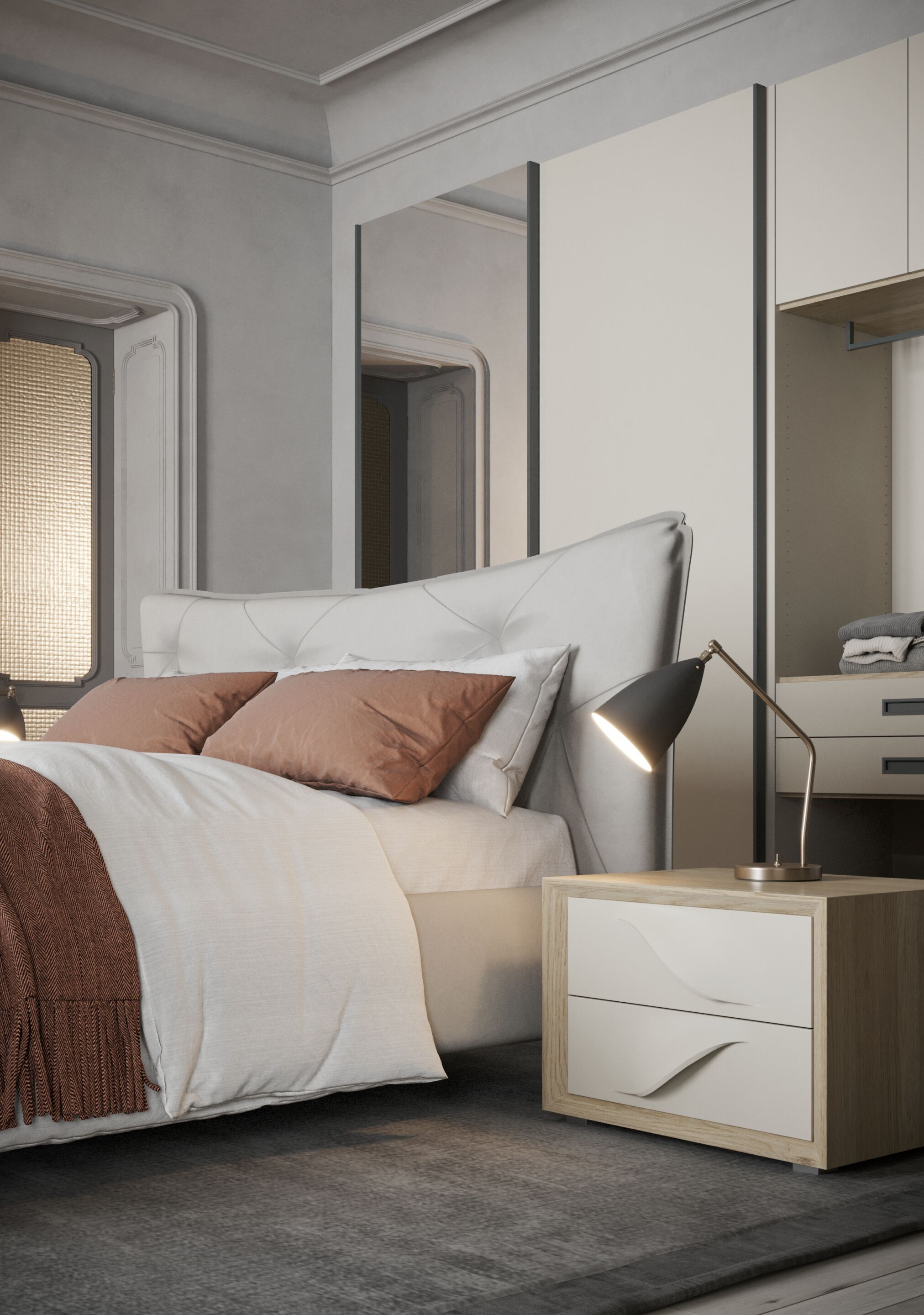 Кожаная двуспальная кровать-контейнер с мягким изголовьем Giessegi MARGOT ARCH-00084273 - Вид №1