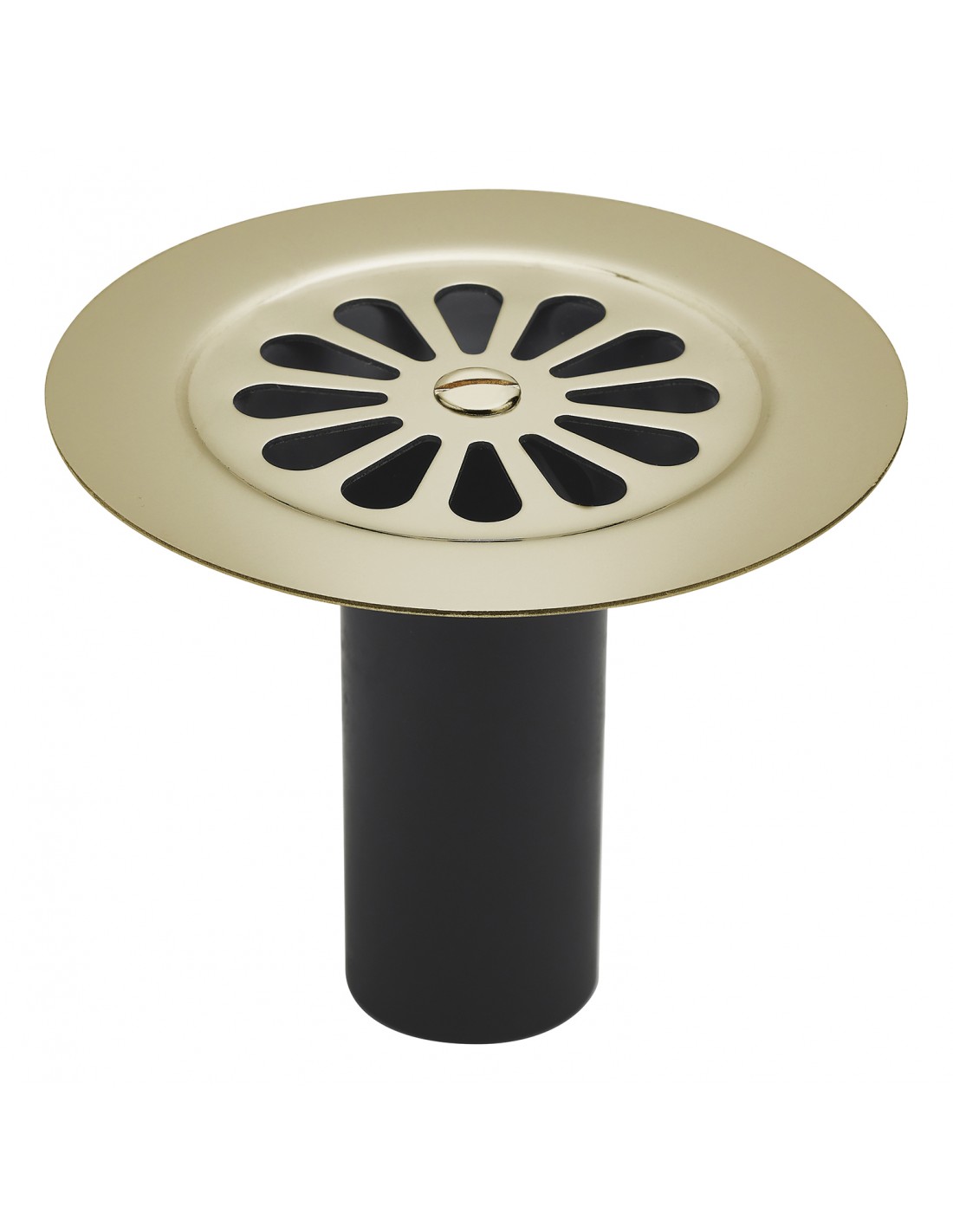 035800 010 00  Решетка для желоба с горизонтальным выпуском, трубка с водяным затвором, Д. 85 мм, полированная латунь Valentin Сталь 