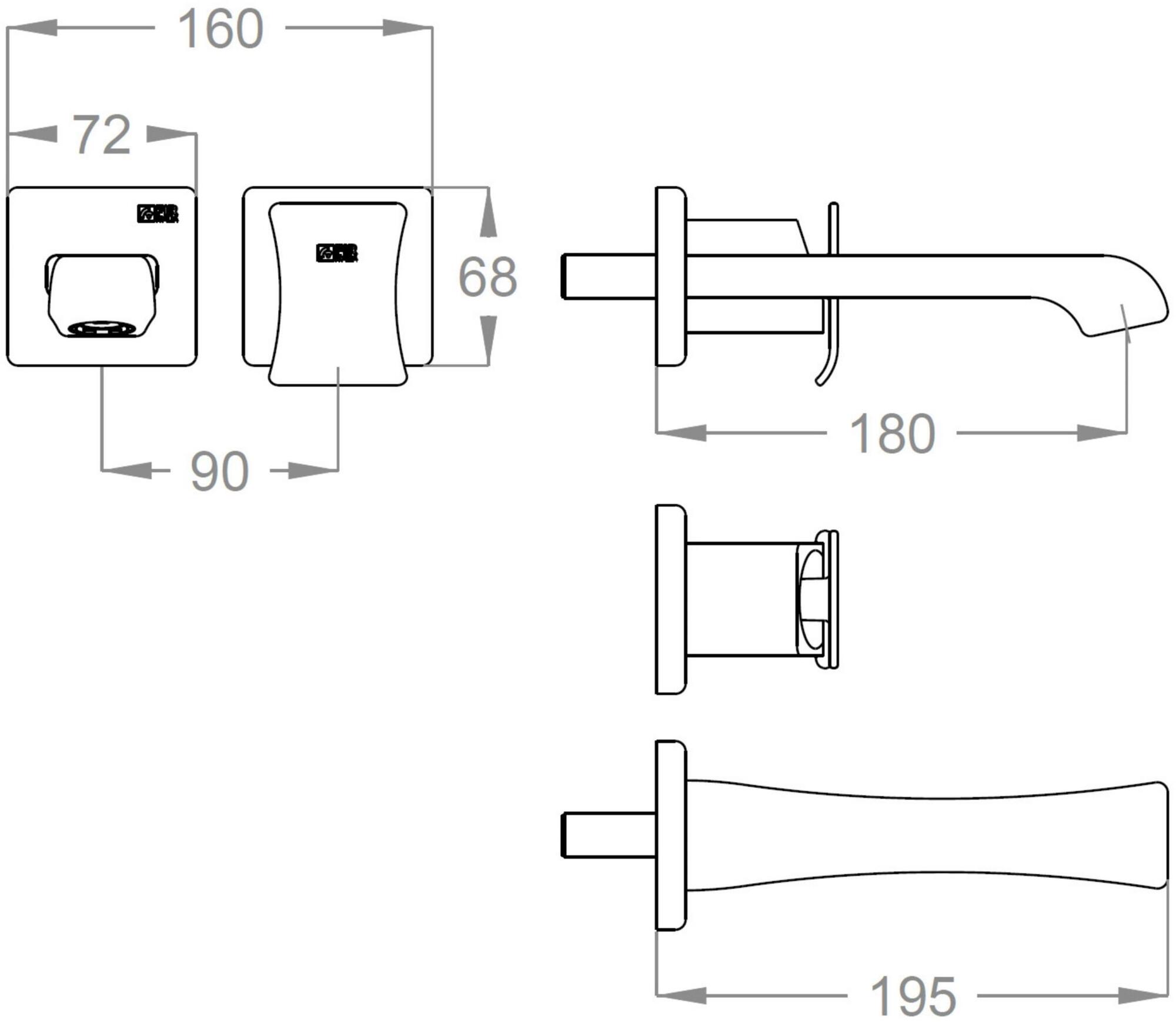 Fir Italia Смеситель для умывальника настенный из латуни с одной ручкой Déco 87 8718108 - Вид №1