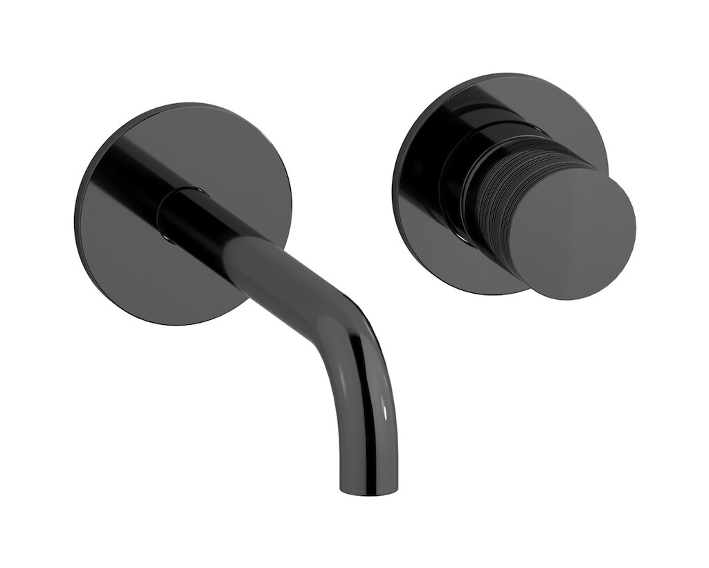 Встроенный в стену смеситель для раковины на 2 отверстия в комплекте с донным клапаном WE ARE IB vn200mb Black Chrome Vinile