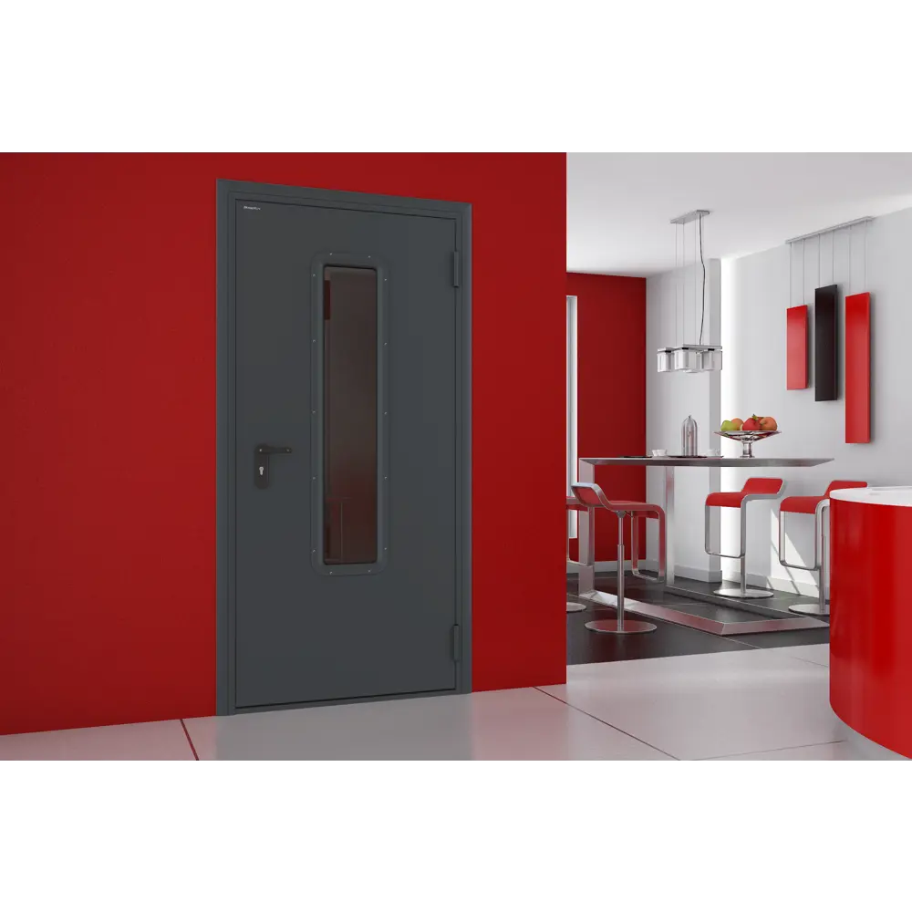 Дверь техническая остекленная 108x205 см правая цвет RAL7016 DOORHAN STLM-2207076 - Вид №1