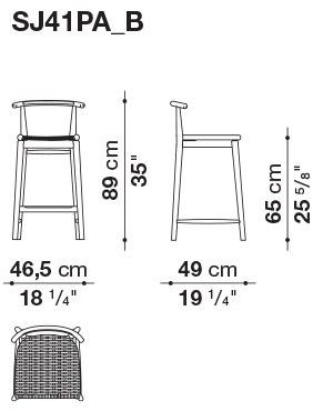B&B Italia Высокий табурет из дерева и плетеной веревки Jens sun-id-1396321 - Вид №3