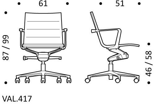 ICF Поворотное офисное кресло из ткани с 5 спицами на колесиках Valea sun-id-1494616 - Вид №3