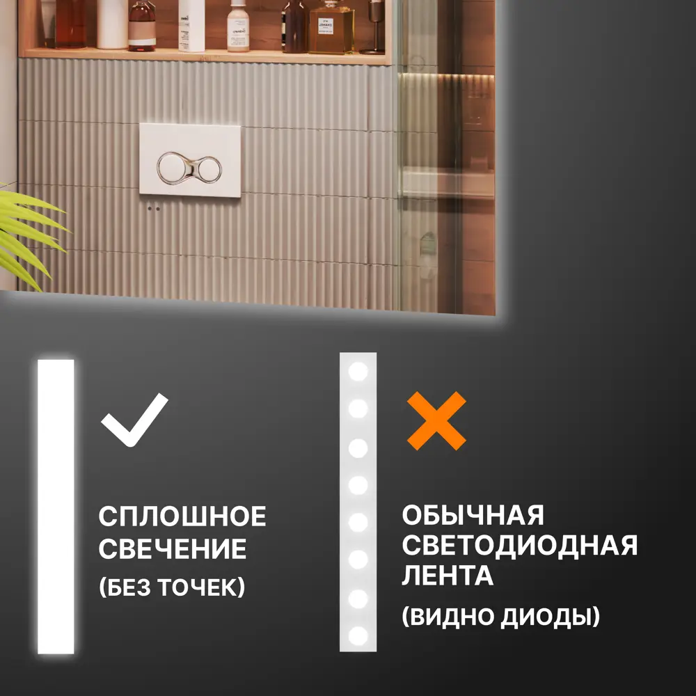 Зеркало Vigo Shine Classic с LED-подсветкой 100×100 см - энергоэффективное решение для ванной 83685354 STLM-0043463 - Вид №3