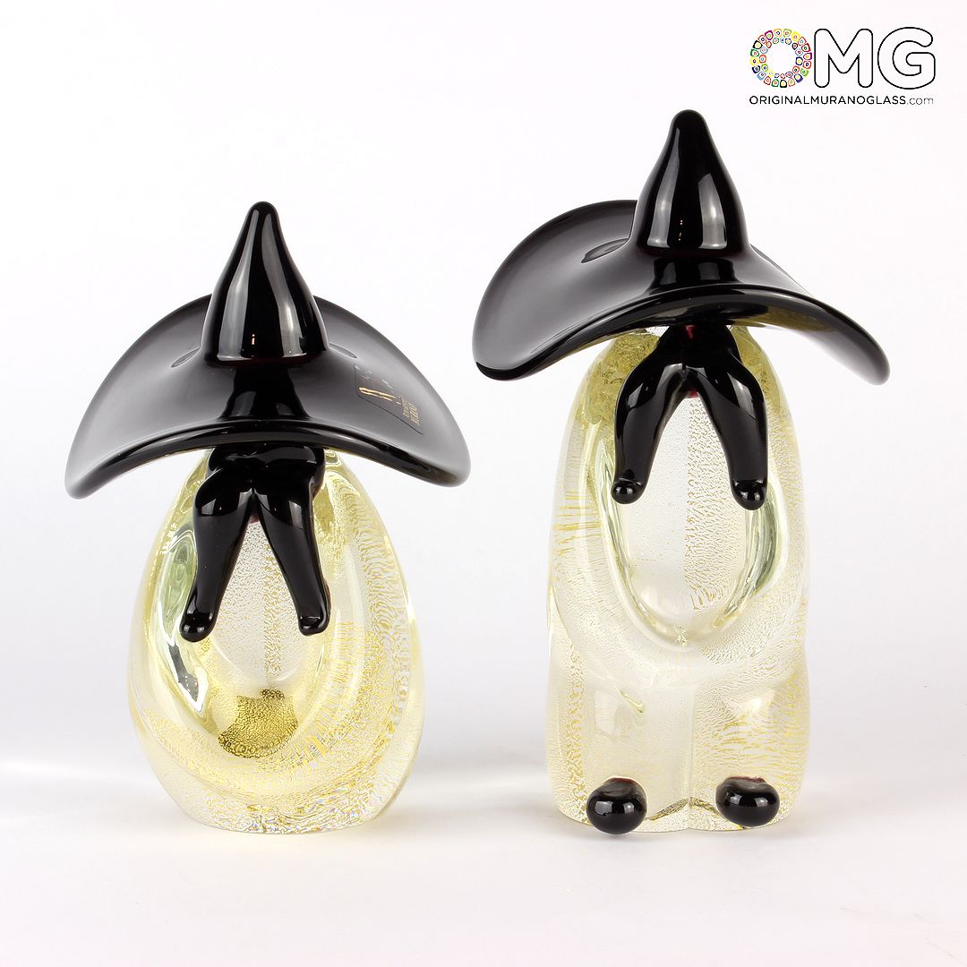 1923 ORIGINALMURANOGLASS Фигурка двух мексиканцев зелено-голубая - Этнические фигурки - муранское стекло и листовое золото 8 см  - Вид №1