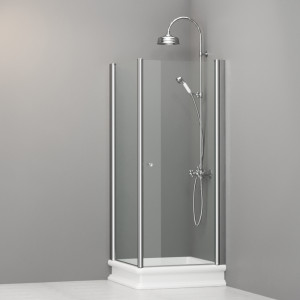 9161T0 Душевая кабина SX с распашной дверью и фиксированной боковой частью для душевого поддона 80x80 квадрат, цвет Хромированный Kerasan RETRO Италия