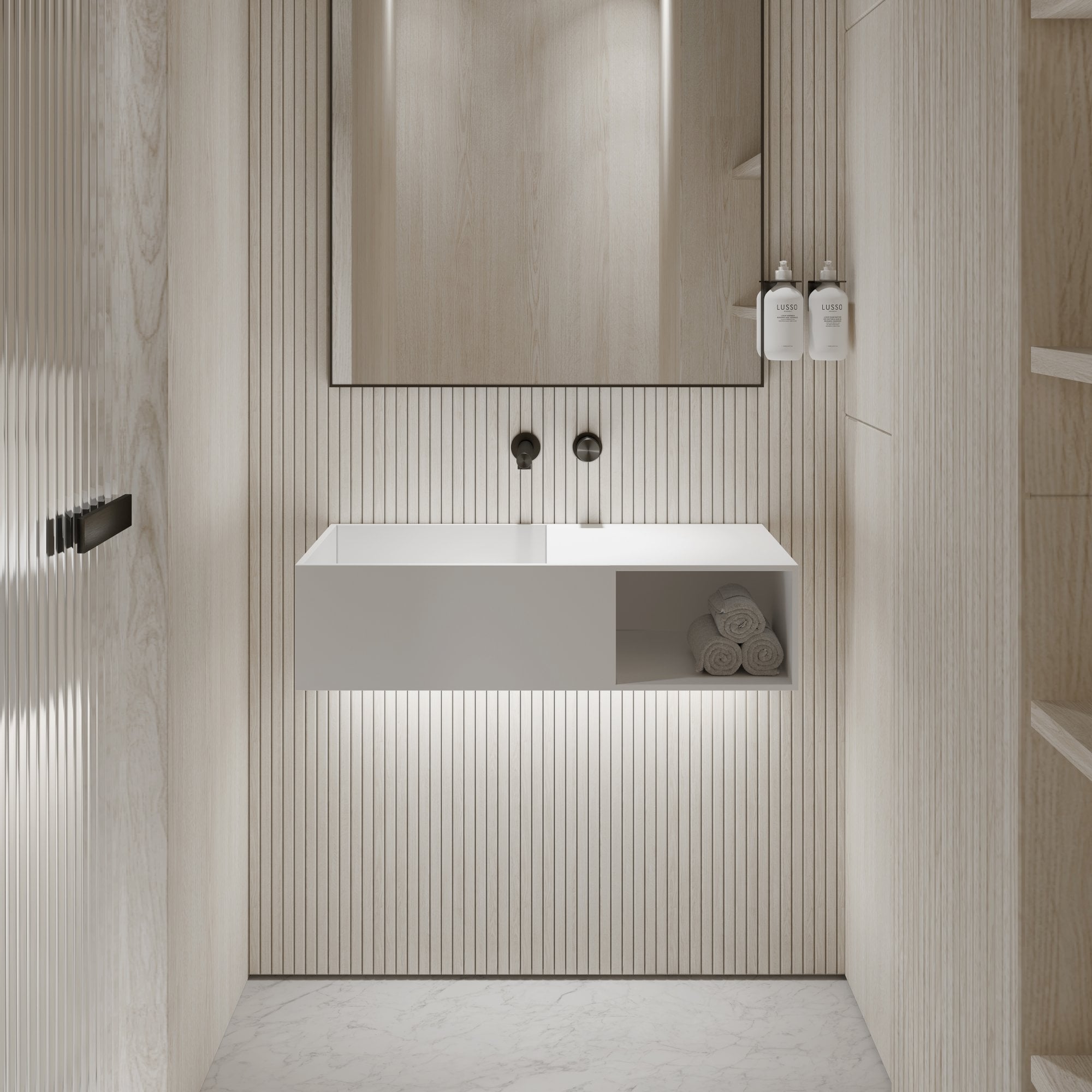 Квадратный подвесной умывальник из смолы LUSSO CUBIX ARCH-00096235 - Вид №4