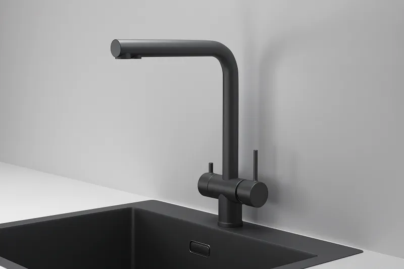 7011, ЧЕРНЫЙ МАТОВЫЙ, СМЕСИТЕЛЬ КУХОННЫЙ GRANULA Kitchen Space 7011-ST149