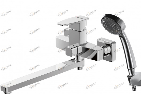Смеситель для ванны излив 300 мм с аксессуарами RIFFLE F672106C-LB bravat