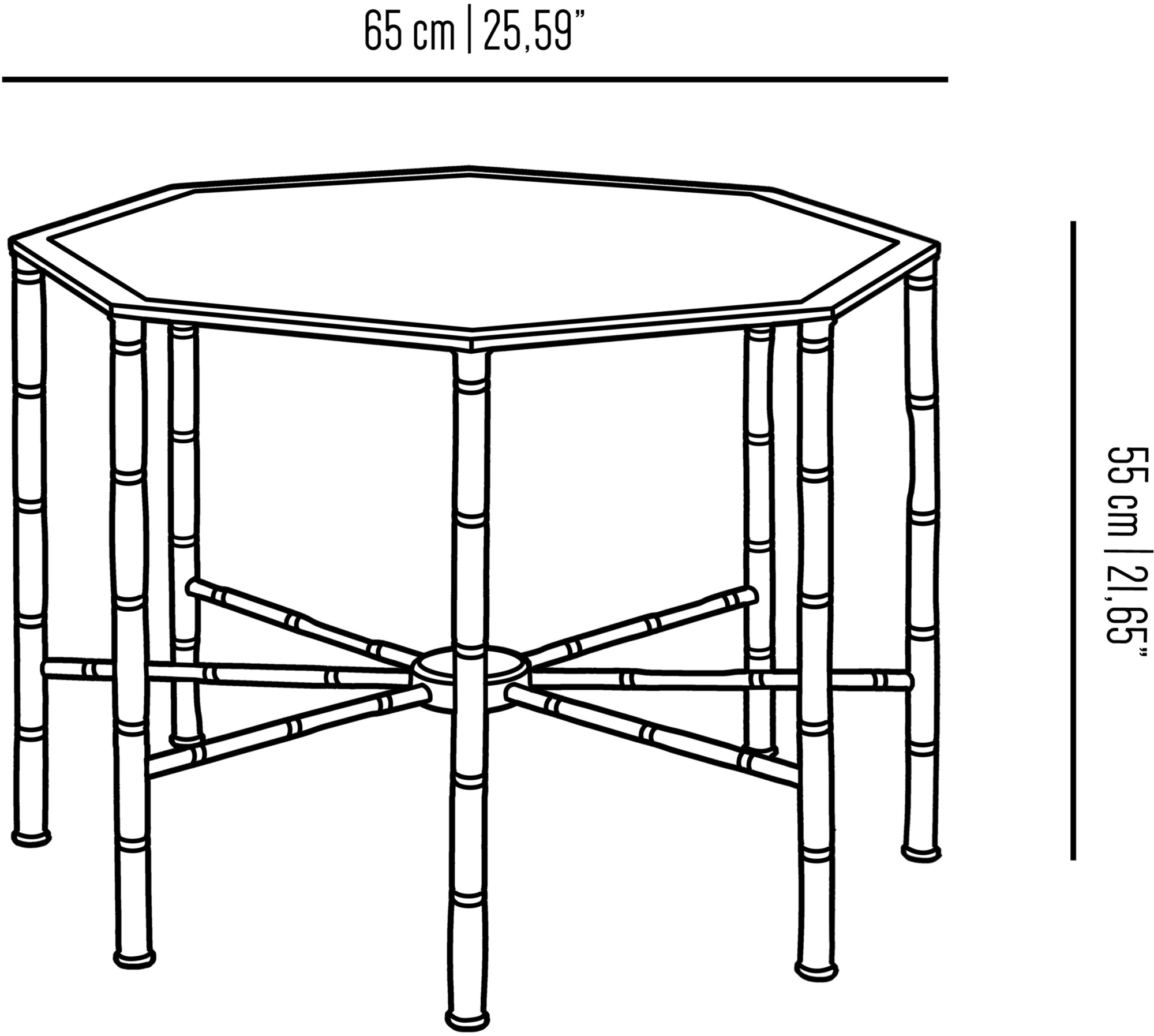 Il Bronzetto Восьмиугольный журнальный столик из латуни Eclectic Bam05 - Вид №1