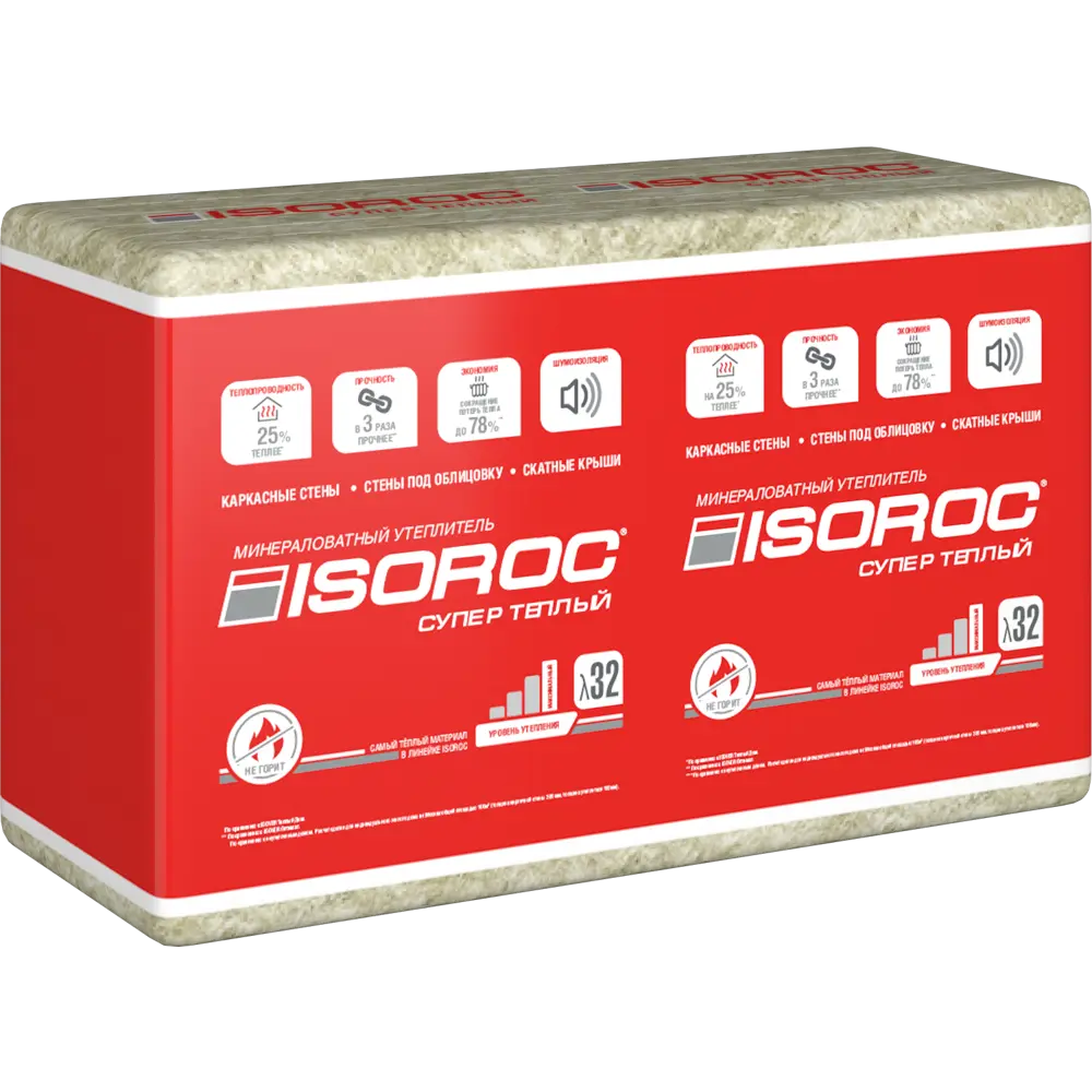 Isoroc Супер Тёплый - минераловатные плиты премиум-класса для стен и кровли 82492923 STLM-0028514