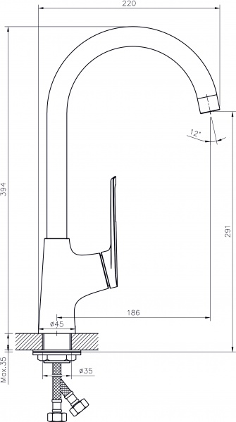 Смеситель для кухни Rush Socotra ST1235-22 высокий хром 11523132 - Вид №1