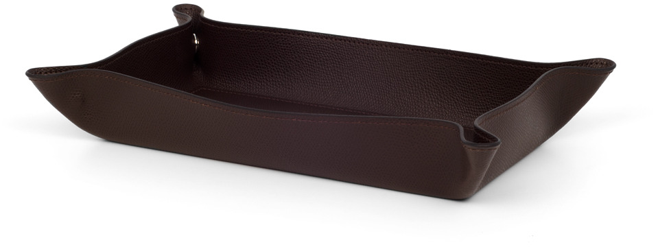 Прямоугольный поднос для мелочей - 10x28,5 см / тканая кожа_темно-синий