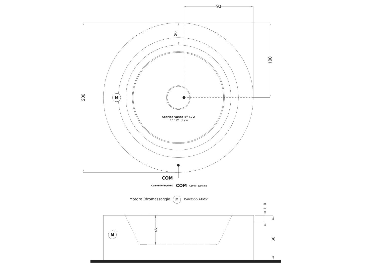 Круглая светящаяся ванна с гидромассажем Gruppo Treesse ванны-Ghost ARCH-00136435 - Вид №1