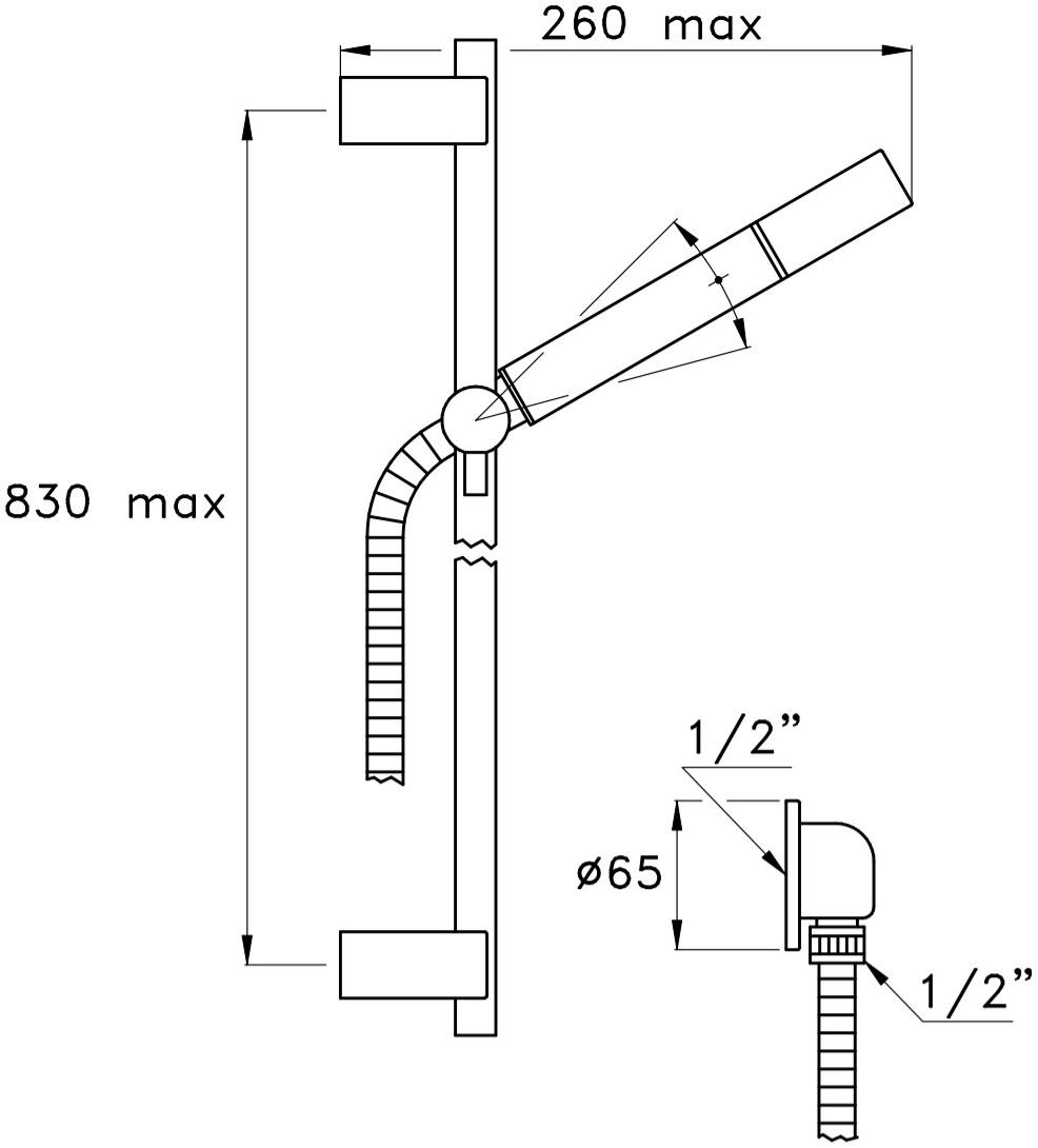 RUBINETTERIE STELLA Поручень с ручным душем Bamboo sun-id-1513896 - Вид №2