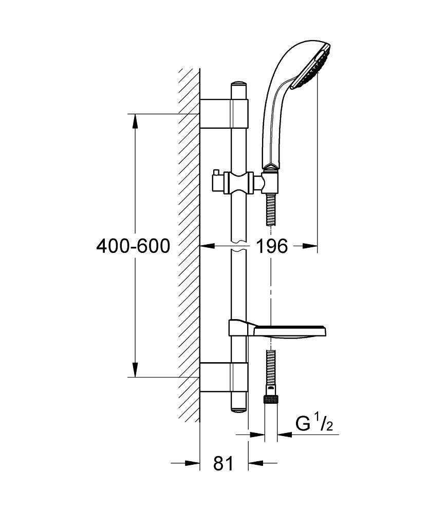 27132001 Душевой гарнитур с полочкой Grohe Relexa хром - Вид №1