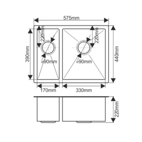Мойка H57544 MELANA ProfLine 3,0/200 САТИН врезная прямоугольная с коландером H57544 H57544 сатин - Вид №2