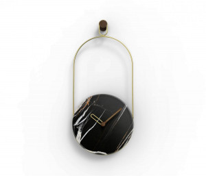 095636 Часы мрамор Sahara Noir - латунь Nomon Eslabon