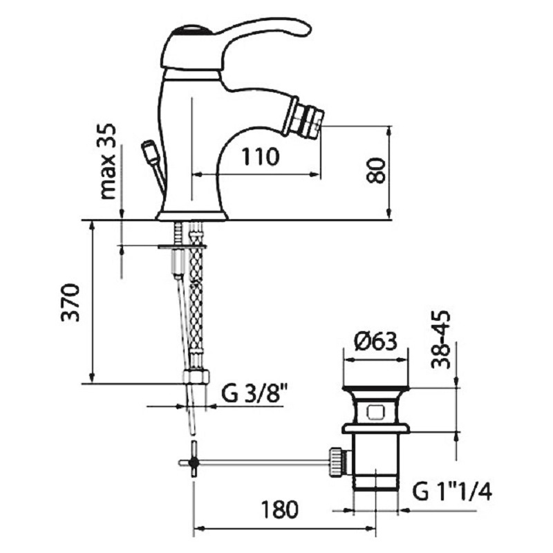 AU840102015 Смеситель для биде Webert Aurora - Вид №1