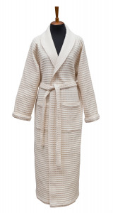 LEI_2000_70_LONG_M Халат длинный , сливочный, размер М, 100% хлопок пике LEITNER