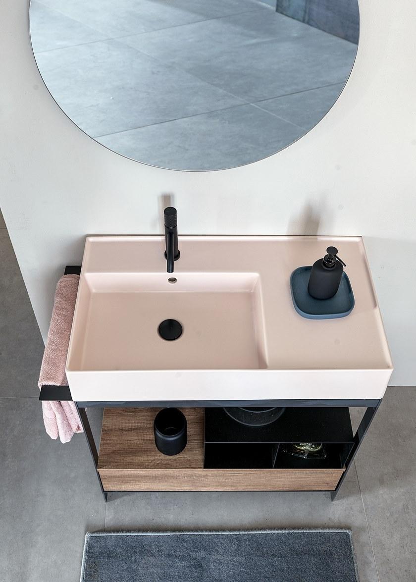 Scarabeo Ceramiche Тумба под умывальник из металла с вешалкой для полотенец Solid sun-id-1377566 - Вид №1