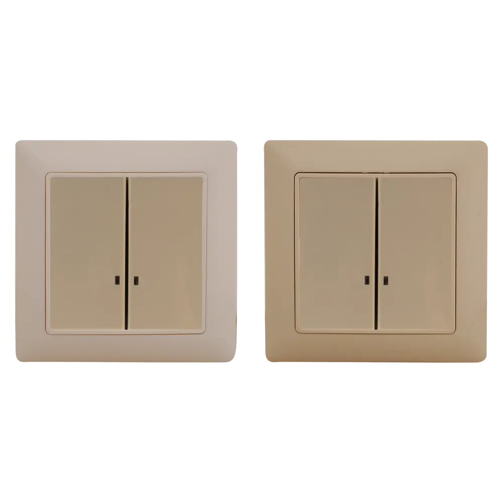 Выключатель встраиваемый ABB Basic 55 2 клавиши с подсветкой, цвет бежевый Basic55 STLM-2039203 - Вид №1