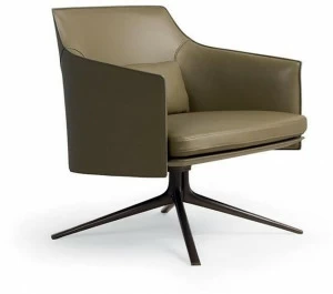 Poliform Поворотное кожаное кресло с подлокотниками Stanford