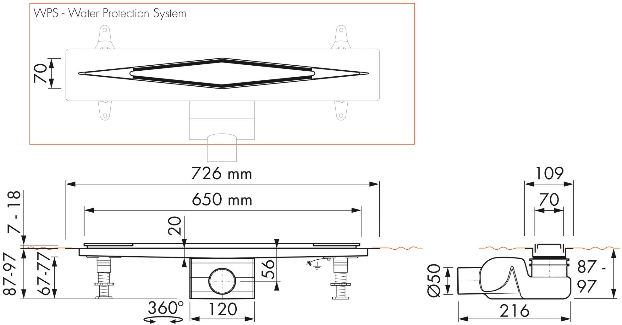 ESS Easy Drain Трап для душа из нержавеющей стали Diamond sun-id-1403055 - Вид №5