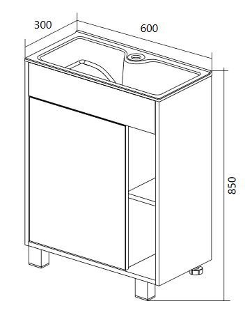 У83298 Тумба с раковиной Lido 60Н 1д. Белый глянец 1 Marka LIDO - Вид №8