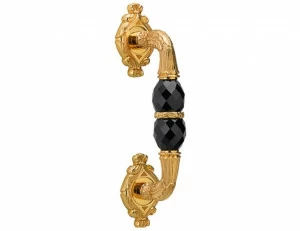 0N7105.SN0.71 Ручка дверная на розетках с черным кристаллом сваровски Античное серебро