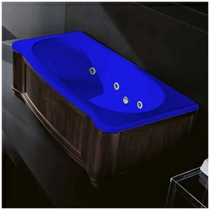 Ванна Gruppo treesse New Classic Young STX-V674B-SX-WV-SI синяя с гидромассажем и дезинфекцией прямоугольная левая деревянная панель венге