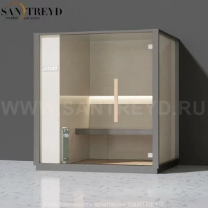 Effegibi ONE H LO60010002 Хаммам. Установка: к стене. Левая дверь. Мощность: 4,5 кВт макс. Размеры: длина 214 см, ширина 171 см. Отделка: матовый лакированный серый аллюминий и бежевый ламинат из керамогранита.