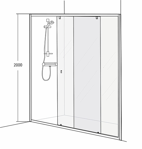 4981036175 IDO Showerama 8-1 раздвижная дверь, Матовый профиль / матовое стекло, 1750 мм  - Вид №3