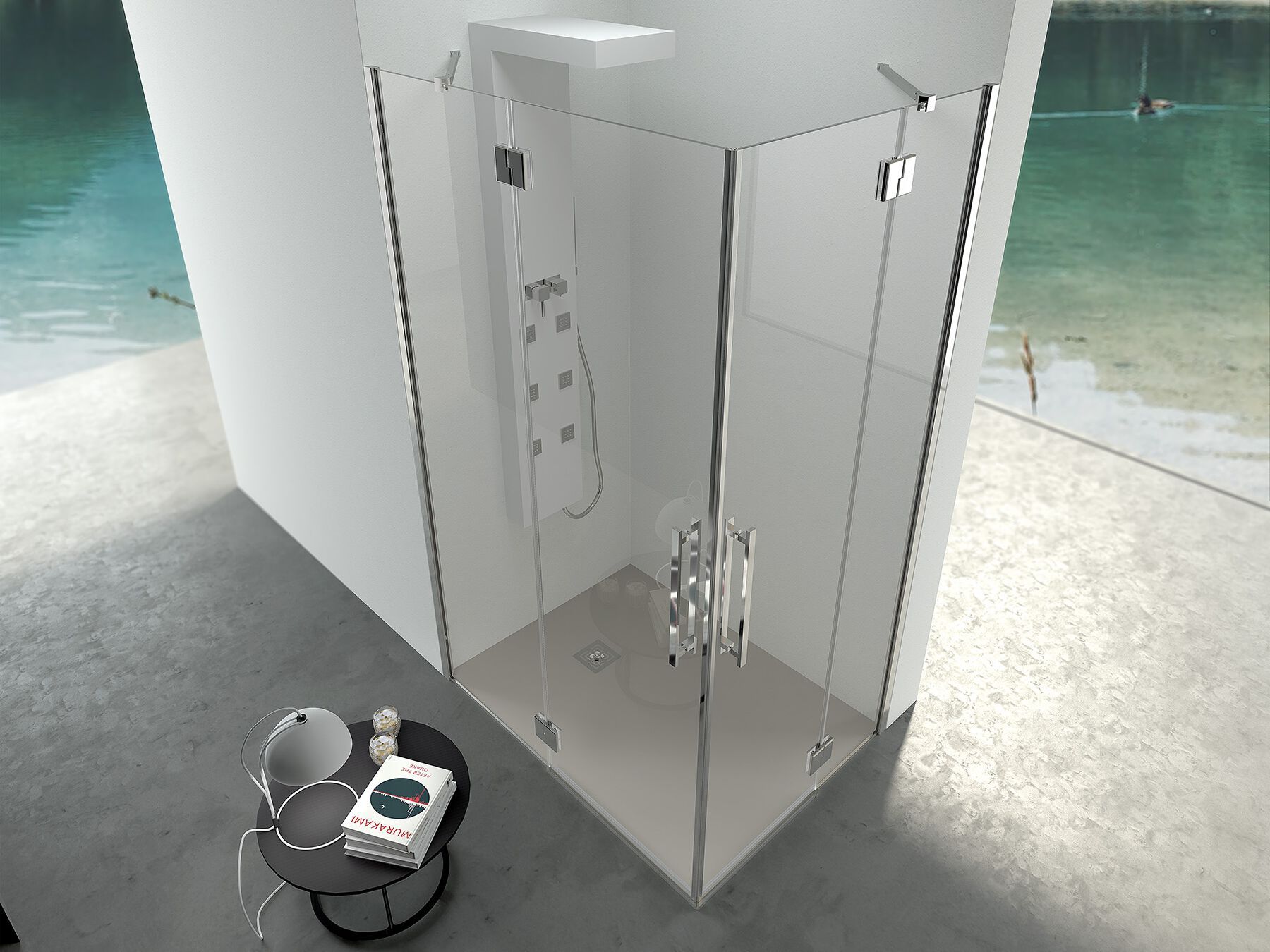 Стальная и стеклянная угловая душевая кабина с распашной дверью CSA Box Doccia FIORELLA ARCH-00100182