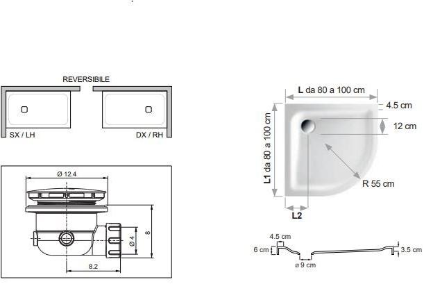 Gruppo Geromin Поддон для душа угловой из Corian® Corian sun-id-1362515 - Вид №1