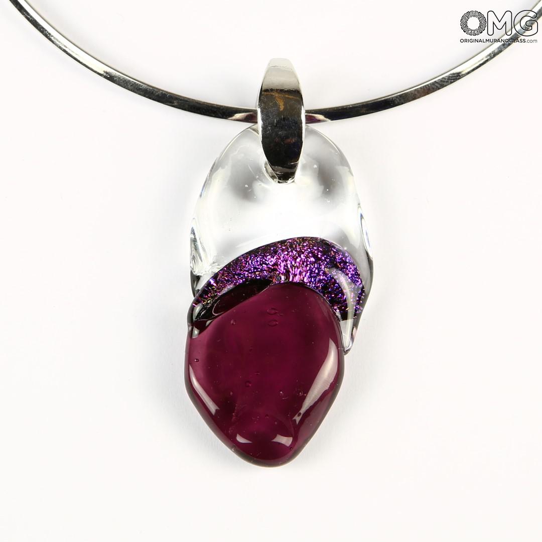 2651 ORIGINALMURANOGLASS Сиреневая подвеска - плавленное стекло - Original Murano Glass OMMG 28 см  - Вид №1