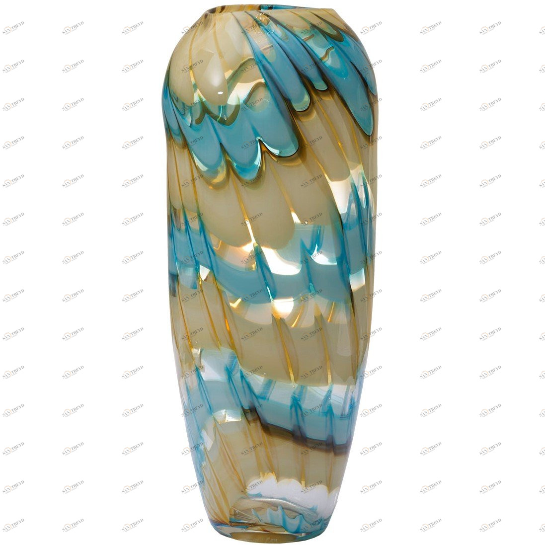 Ваза стеклянная бело-синяя 36 см от Garda Decor GARDA DECOR - 033953 Бежевый;голубой 