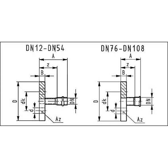 617VAPF22 SANHA 17-VA-PF пресс-фланец для газа, нержавеющая сталь DN 20 / 22 mm мм  - Вид №1